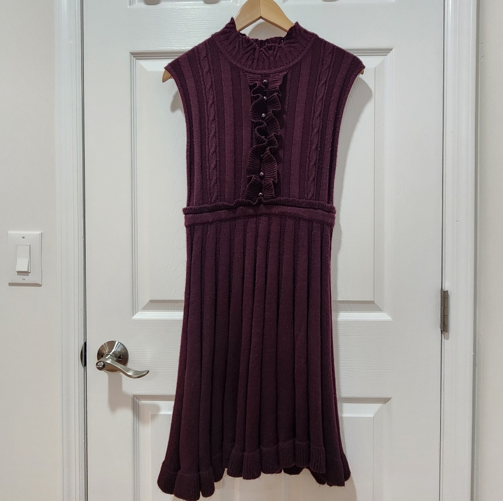 Jessica Simpson Sleeveless Purple Burgundy Wine Sweater Knit Dress XS